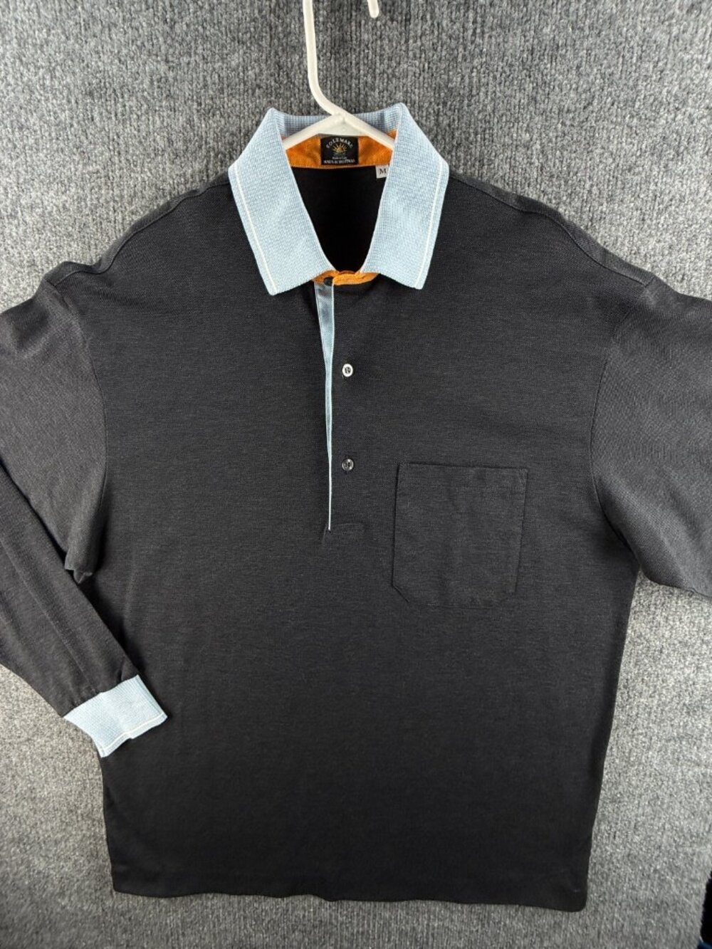 NWOT Solemare Maus Hoffman Rugby Style Polo Contrast Collar Long Sleeve Medium